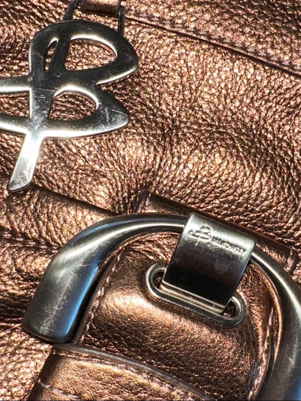 b. makowsky Metallic Bronze Leather Crossbody Bag